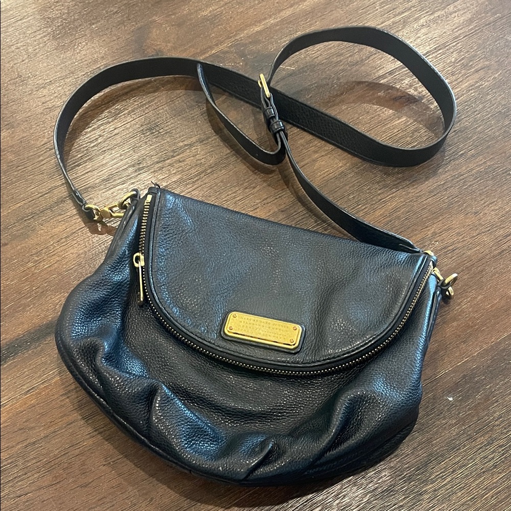 Marc Jacobs Black Crossbody Bag with Gold Accents